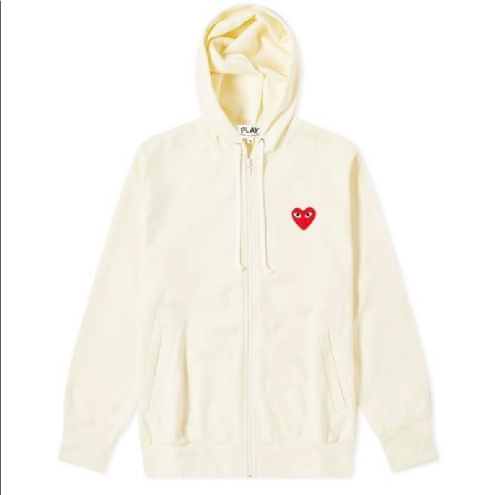 Comme des garçons PLAY cream zip up hoodie
